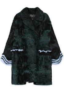 Шуба из каракуля с контрастной отделкой Fendi