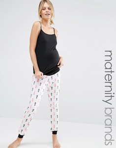 Пижамные джоггеры для беременных с ананасами и майка New Look Maternity - Черный