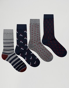 Набор из 4 пар носков с узором Jack & Jones - Мульти