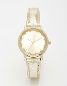 Золотистые часы с фигурной отделкой на циферблате New Look - Золотой