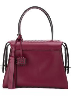 studded cube &amp; tassel tote Tods