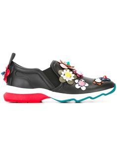 flower appliqué slip-on sneakers Fendi
