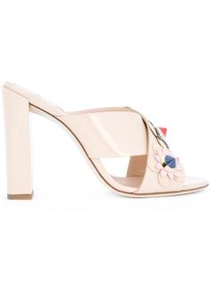 flower appliqué crossover sandals Fendi
