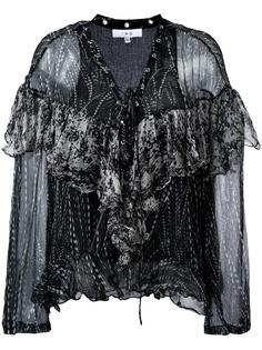 lace up frill blouse Iro