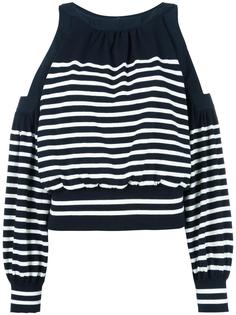 полосатый топ с открытыми плечами Sacai