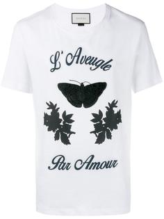 футболка с вышивкой бабочки  Gucci