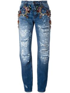 декорированные джинсы бойфренды с рваными деталями Dolce &amp; Gabbana