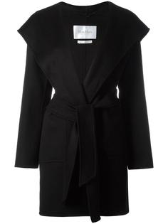 пальто с широкими лацканами и поясом Max Mara