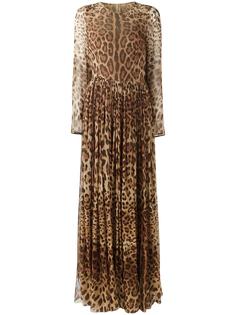 длинное платье с леопардовым принтом Dolce &amp; Gabbana