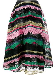 расклешенная полосатая юбка с вышивкой Valentino