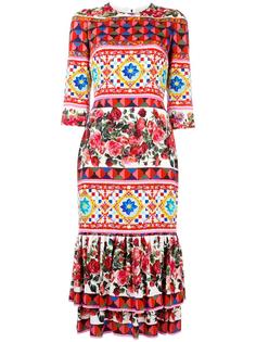 платье с узором Mambo и баской Dolce &amp; Gabbana