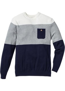 Пуловер Regular Fit (темно-синий в полоску) Bonprix