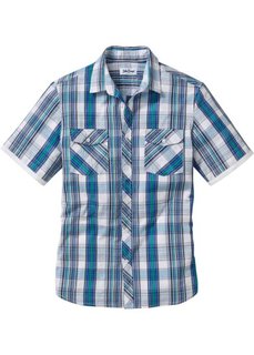 Рубашка Regular Fit с коротким рукавом (синий джинсовый в клетку) Bonprix
