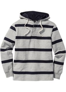 Свитшот Regular Fit с капюшоном (светло-серый меланж/темно-сини) Bonprix