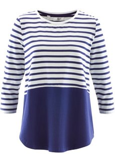 Футболка с контрастной вставкой и рукавом 3/4 (белый/коралловый) Bonprix