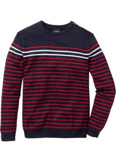 Пуловер Slim Fit (белый/темно-синий в полоску) Bonprix