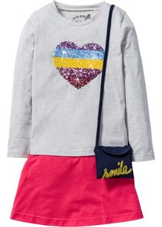 Футболка + юбка + сумочка (3 изд.) (темно-синий/цвет белой шерсти ) Bonprix