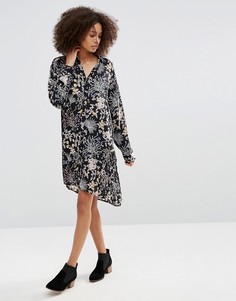 Платье-рубашка с цветочным принтом Only - Черный
