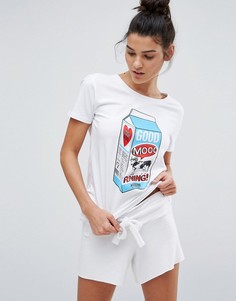 Футболка с принтом молоко Moschino - Белый