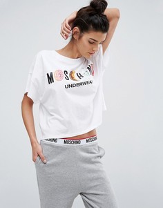 Укороченная футболка с логотипом Moschino - Белый