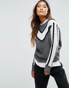 Вязаный джемпер с V-образным узором Shae - Черный