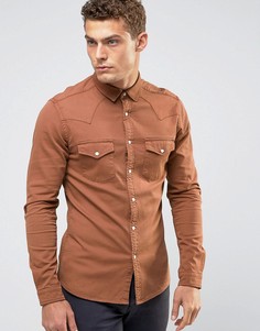 Оранжевая джинсовая рубашка скинни в стиле вестерн ASOS - Оранжевый