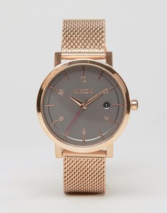 Часы с сетчатым ремешком цвета розового золота Nixon Rollo 38 - Золотой