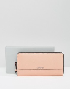 Кожаный кошелек с круговой молнией Calvin Klein - Розовый