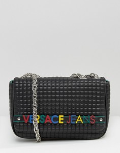 Сумка на плечо с разноцветной надписью Versace Jeans - Черный