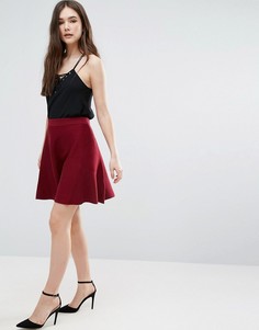 Короткая расклешенная юбка из трикотажа бордового цвета Lavand - Красный