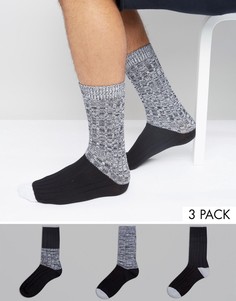 Набор из 3 пар толстых носков в рубчик ASOS - Мульти