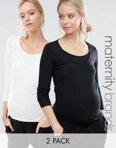 Набор из 2 трикотажных топов с длинными рукавами для беременных и кормящих Mamalicious - Мульти Mama.Licious