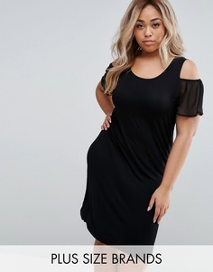 Цельнокройное платье с вырезами на плечах Junarose Plus - Черный