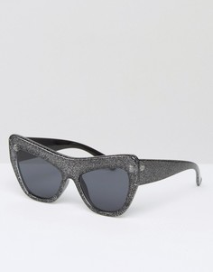 Солнцезащитные очки кошачий глаз с блестящей оправой Le Specs - Черный