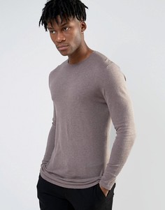 Длинный джемпер с круглым вырезом ASOS - Бежевый