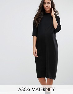 Платье миди для беременных с высокой горловиной ASOS Maternity - Черный