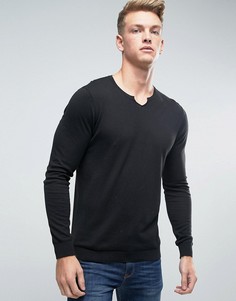 Джемпер с разрезом на горловине ASOS - Черный