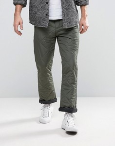 Прямые стеганые брюки цвета хаки ASOS - Зеленый