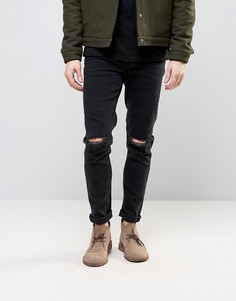 Черные джинсы скинни плотностью 12,5 унций с прорехами ASOS - Черный