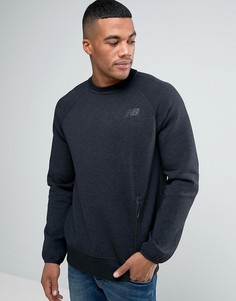 Черный свитшот с круглым вырезом и короткими рукавами New Balance MT63502_BK - Черный