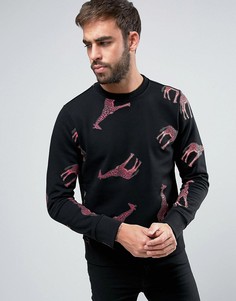 Черный свитшот классического кроя с принтом жирафов Paul Smith - Черный