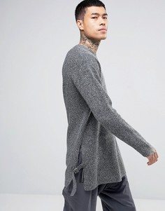 Фактурный oversize-джемпер с нашивками на кромке ASOS - Серый