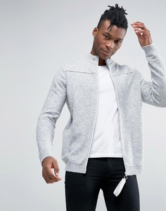 Куртка на молнии с высоким воротом и отделочными швами ASOS - Серый