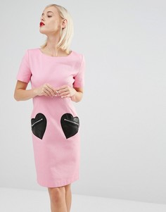 Трикотажное платье со звериным принтом и логотипом Love Moschino - Розовый