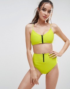 Укороченный бикини-топ из неопрена на молнии ASOS - Зеленый