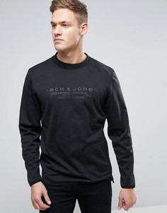 Длинный свитшот с молниями по бокам и логотипом Jack &amp; Jones - Черный