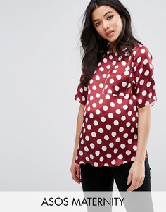 Атласный топ в горошек для беременных ASOS Maternity - Мульти