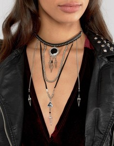 Ярусное ожерелье-чокер с заклепками ASOS - Черный