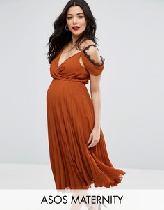 Приталенное платье миди ASOS Maternity - Оранжевый