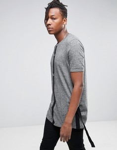 Длинная вязаная футболка с D-образными кольцами ASOS - Серый